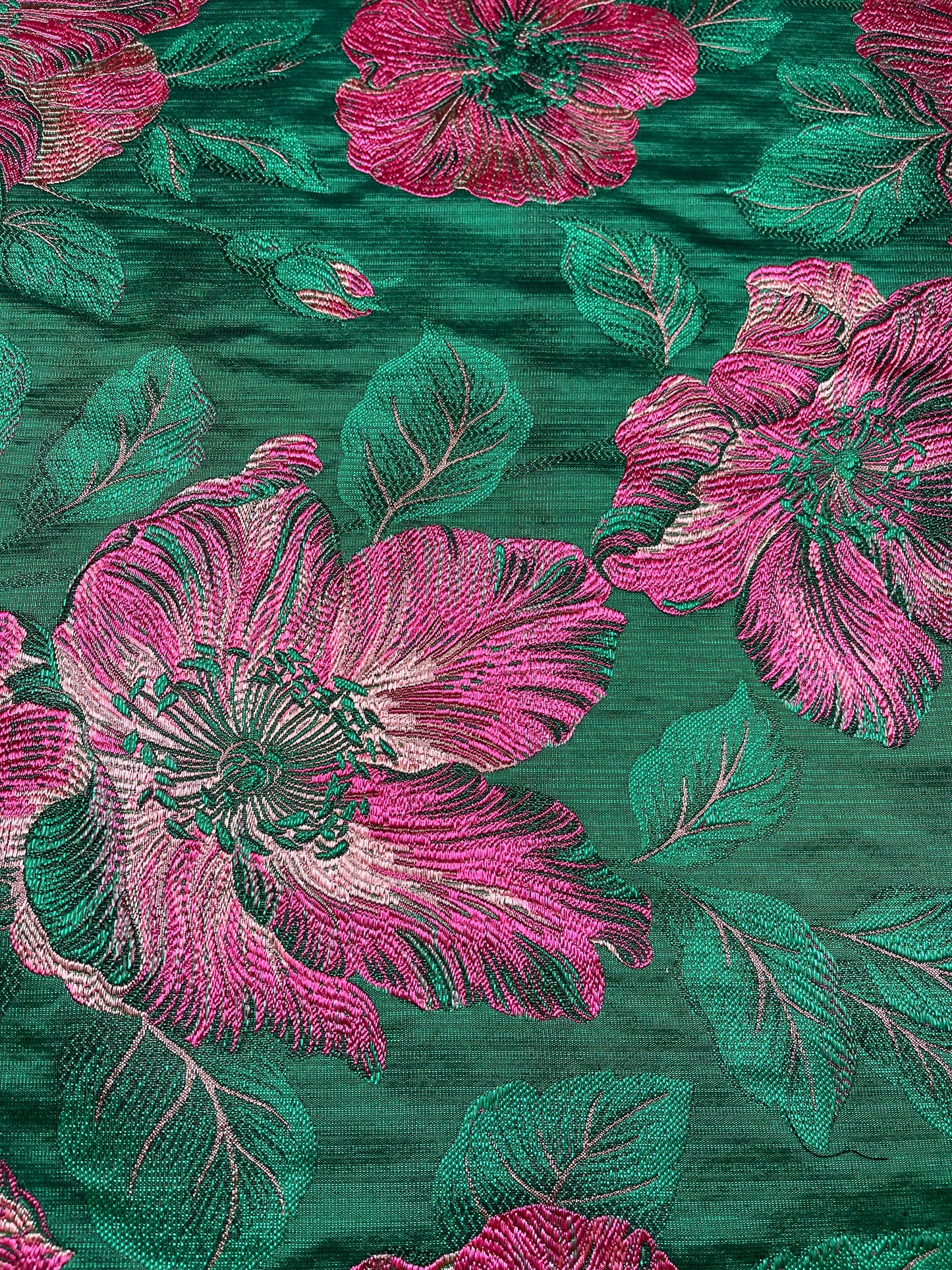 SS2024 Jaquard groen roze floral