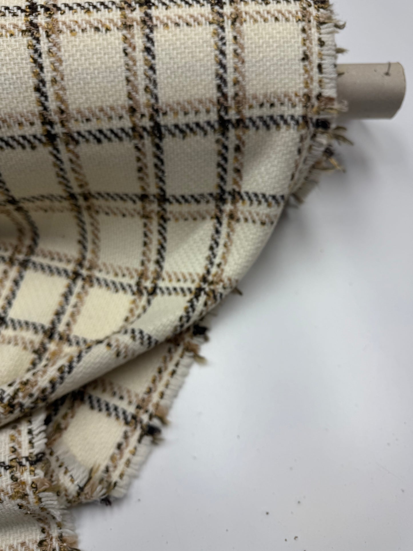 Wol ruit ecru Camel bruin