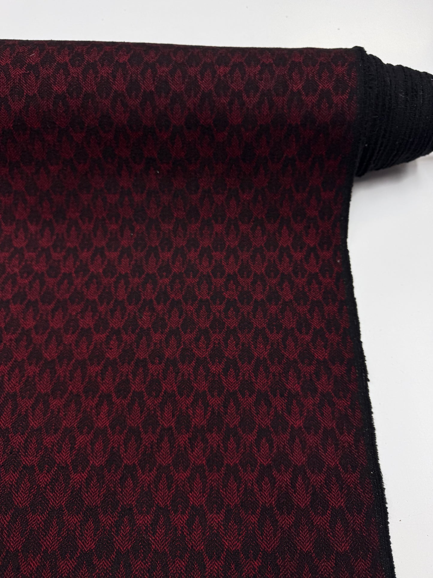 Wol jacquard geweven rood zwart