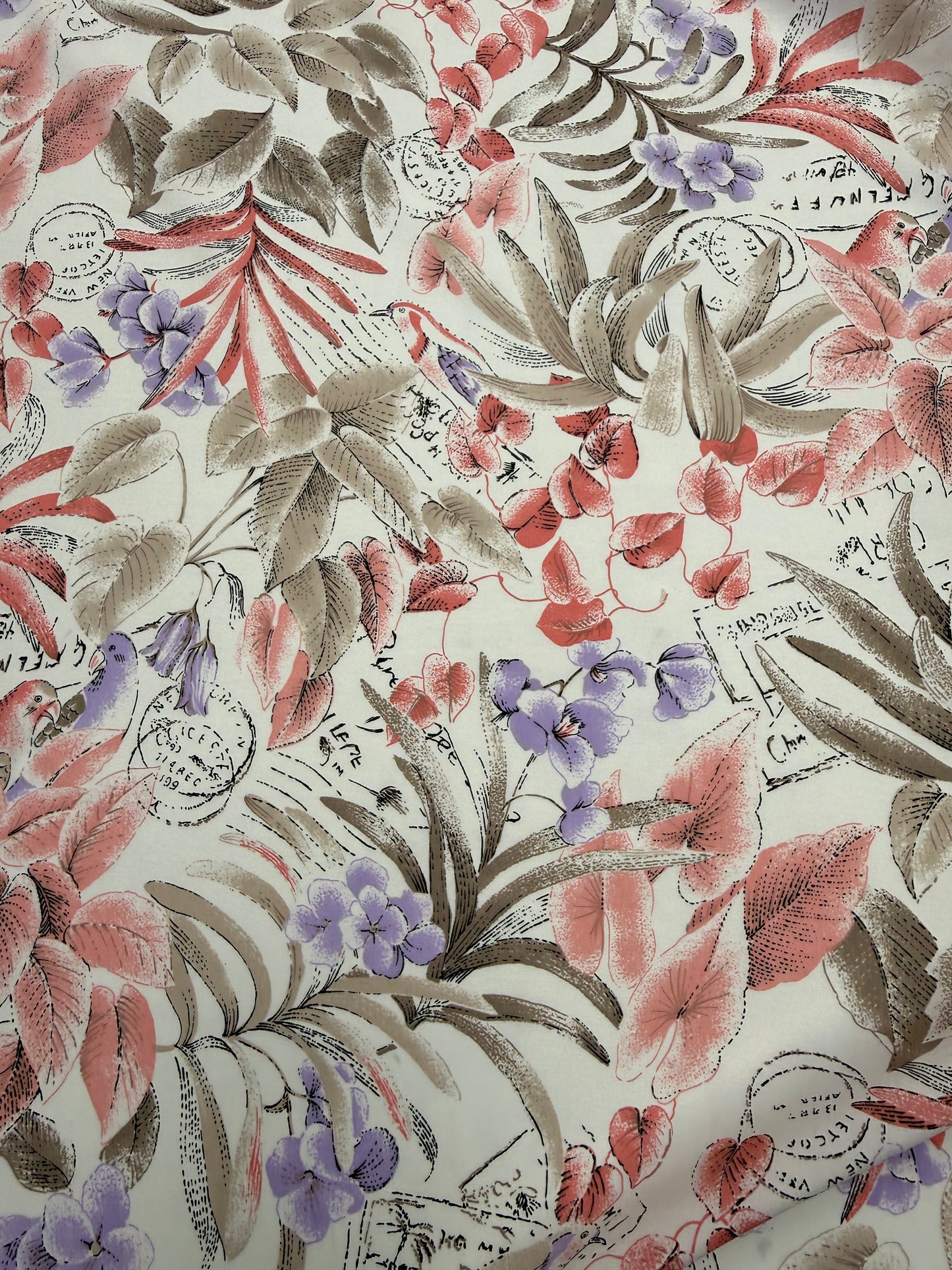 Katoen viscose met print zachte warme tinten