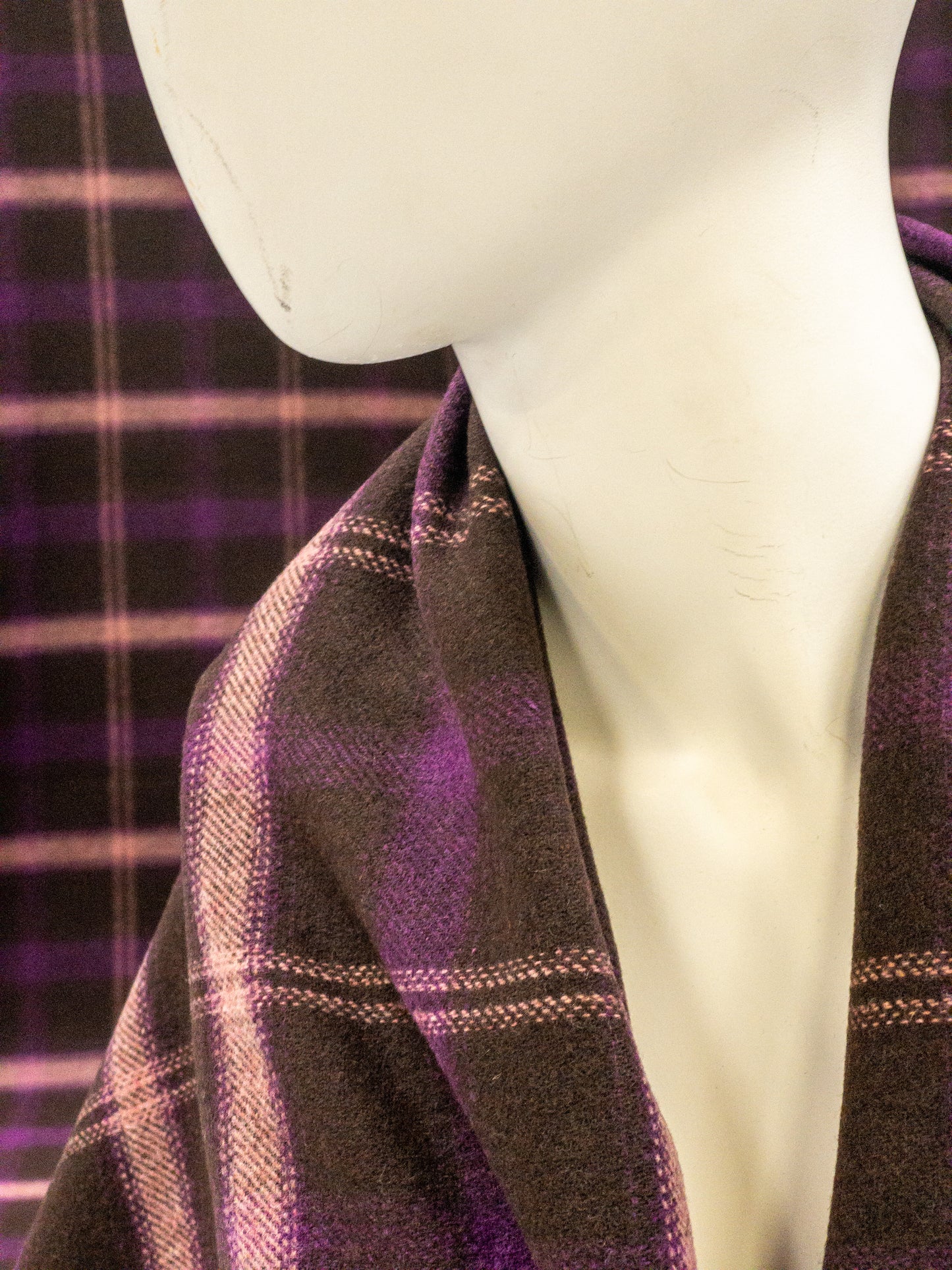 Check in eggplant pink tones