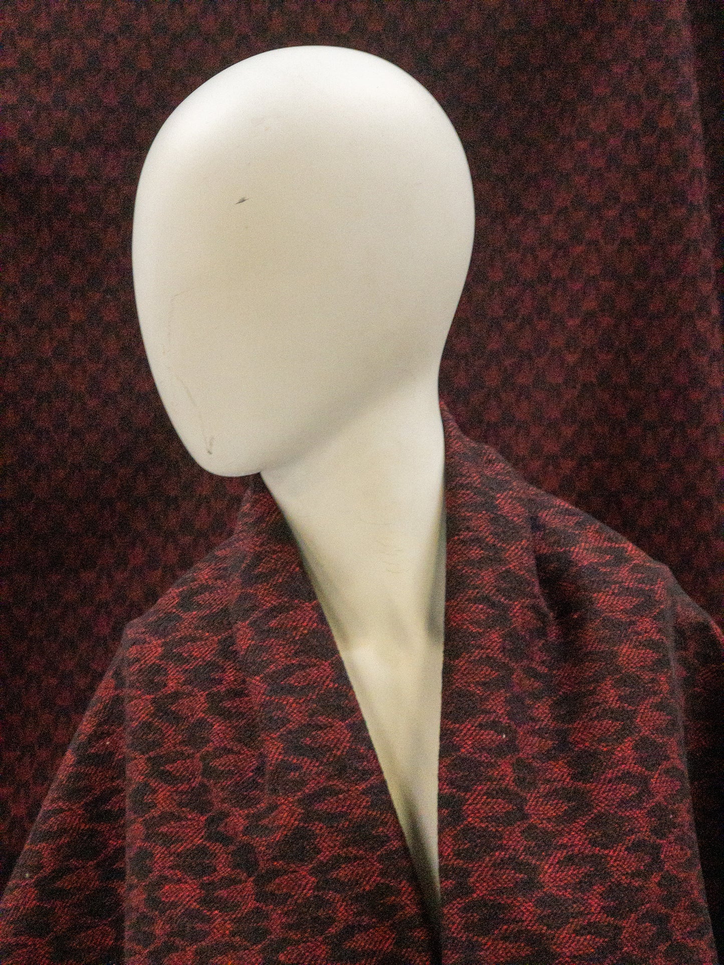 Jacquard wol geweven rood zwart