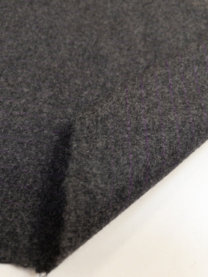 Wool fabric medium thickness color: anthracite with subtle purple line WD17