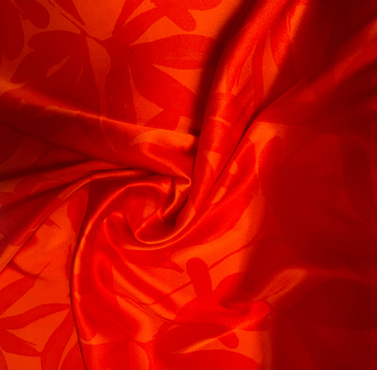 SS2024 silk satin stretch orange red floral