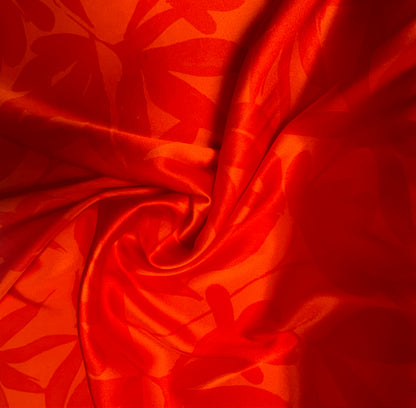 SS2024 silk satin stretch orange red floral