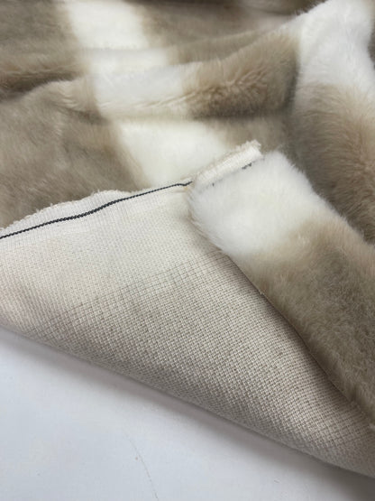 Faux Fur brede streep beige ecru