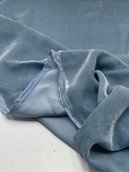 Zijden viscose velvet vergrijsd blauw