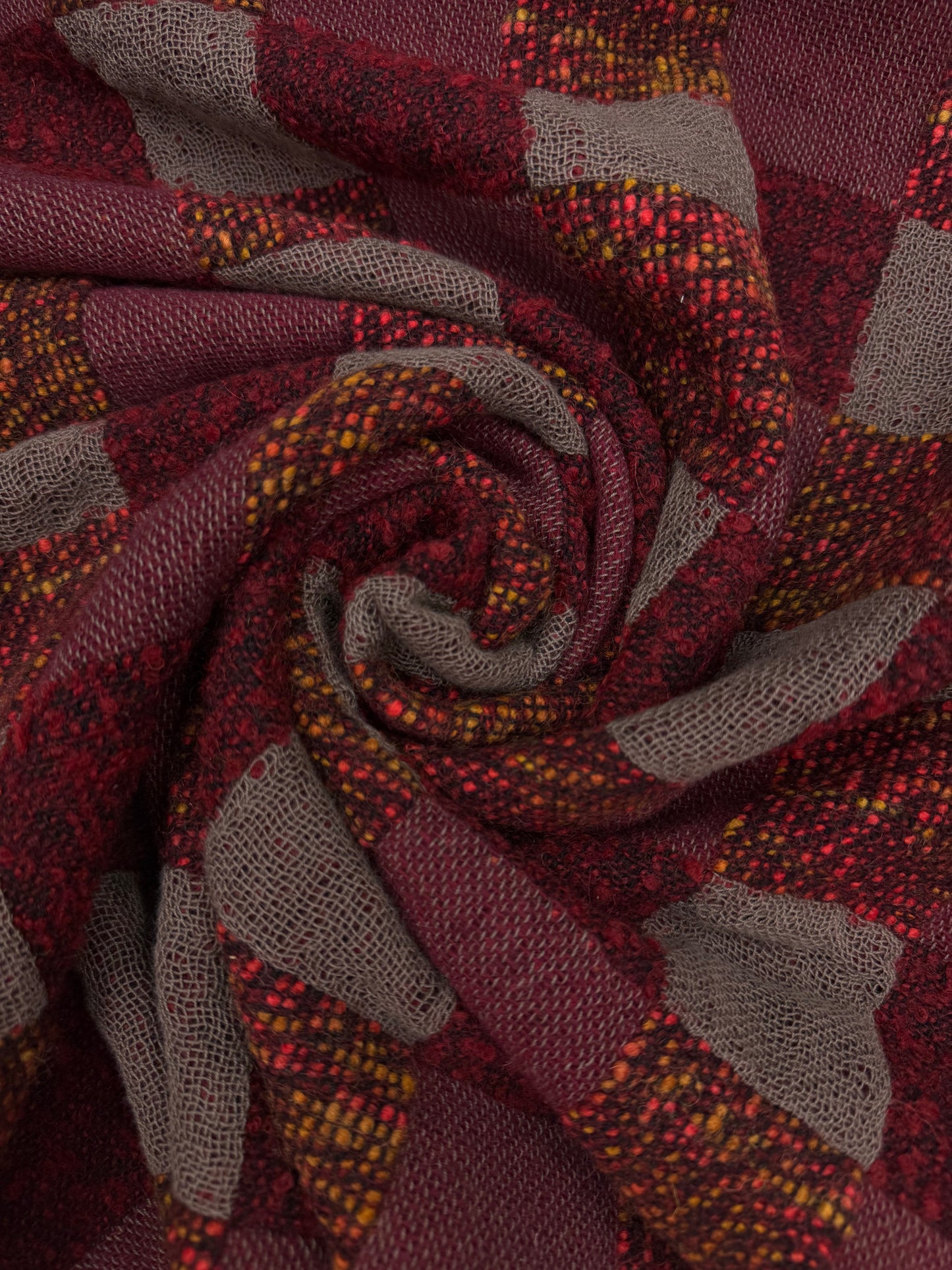 Geblokte wol blend Jacquard rood tinten