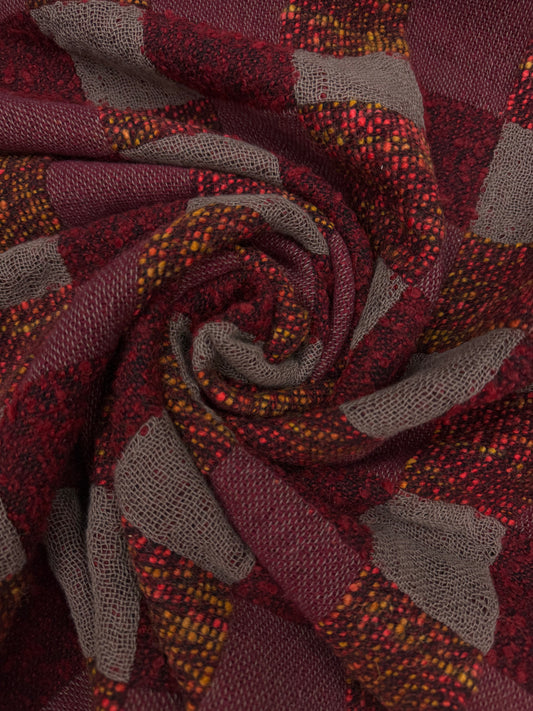 Geblokte wol blend Jacquard rood tinten