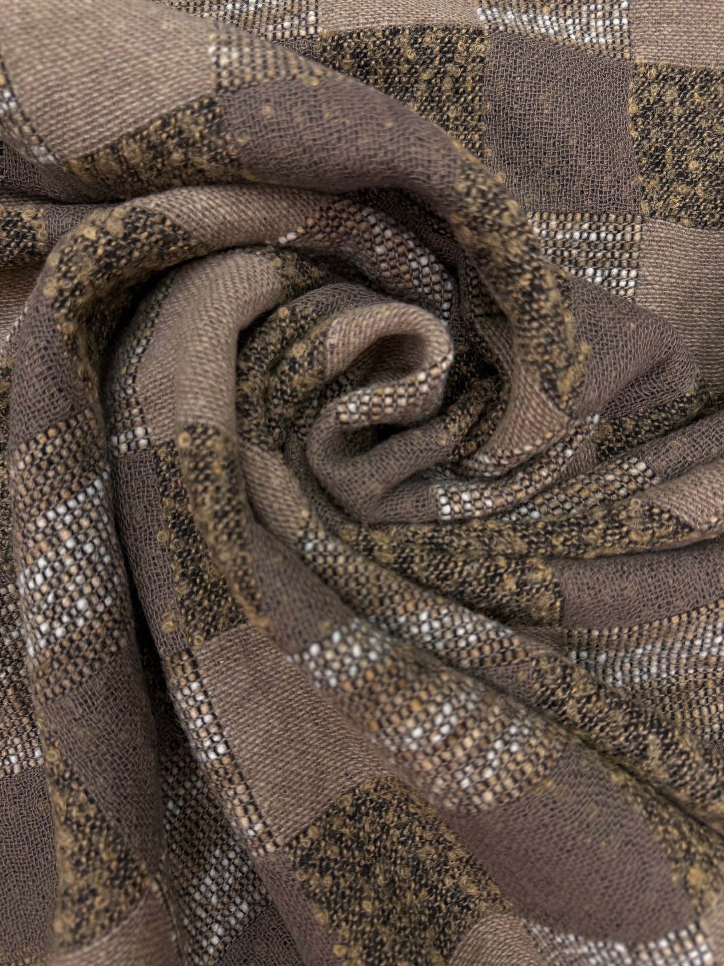 Geblokte wol blend Jaquard beige tinten