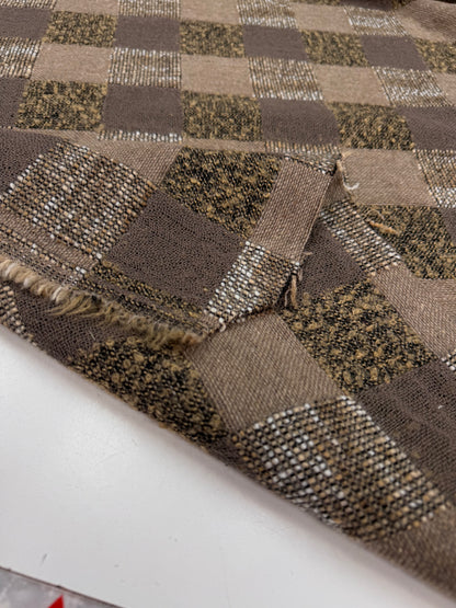 Geblokte wol blend Jaquard beige tinten