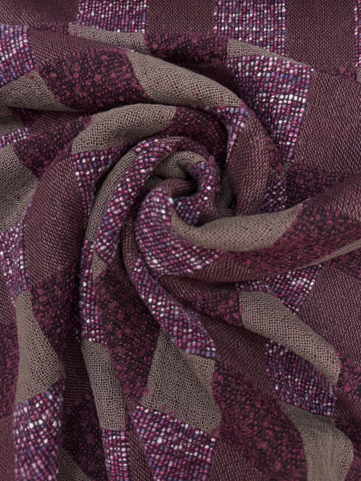 Geblokte wol blend Jacquard paars tinten