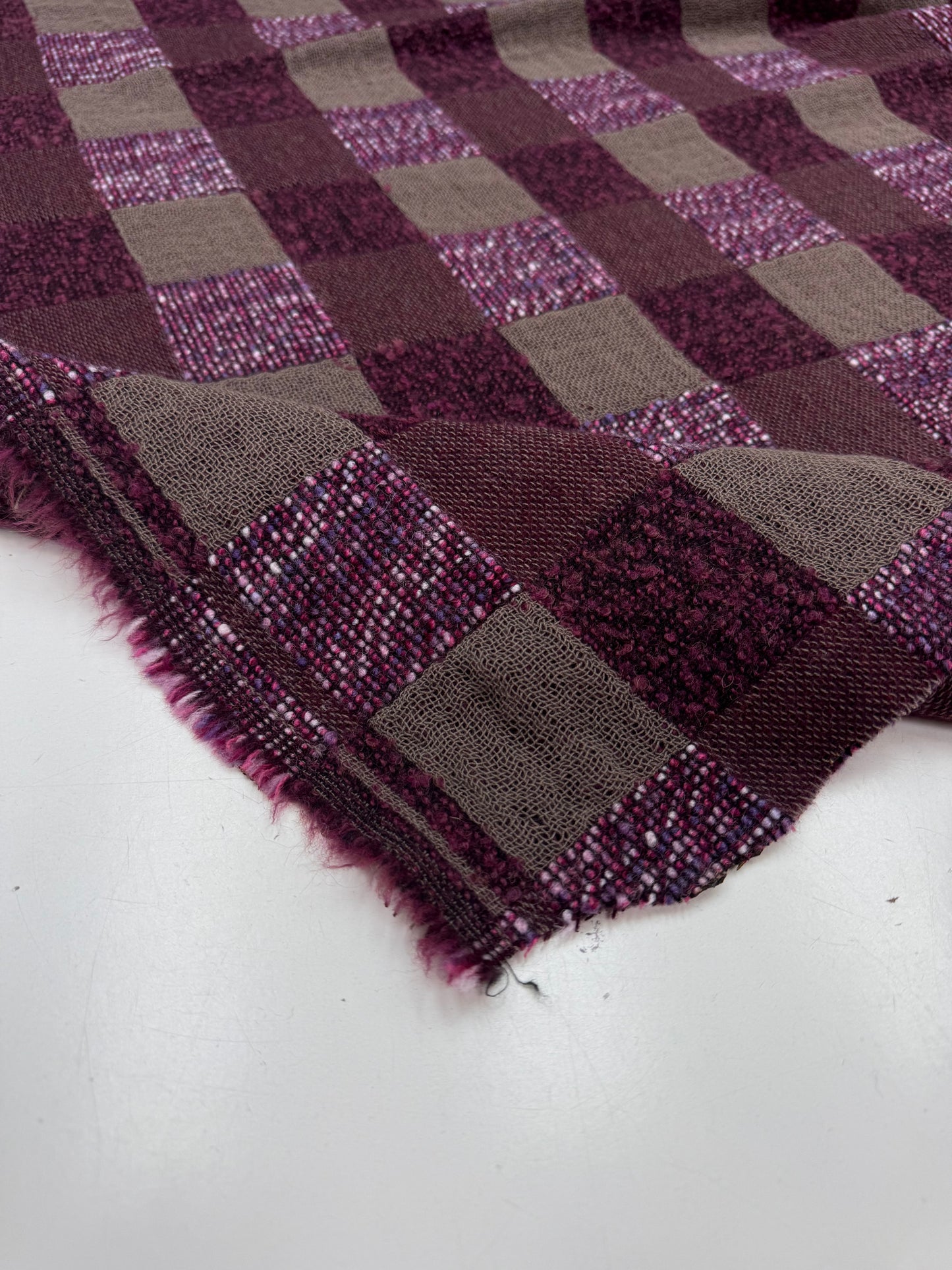 Geblokte wol blend Jacquard paars tinten