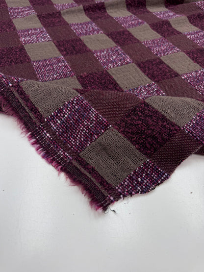 Geblokte wol blend Jacquard paars tinten