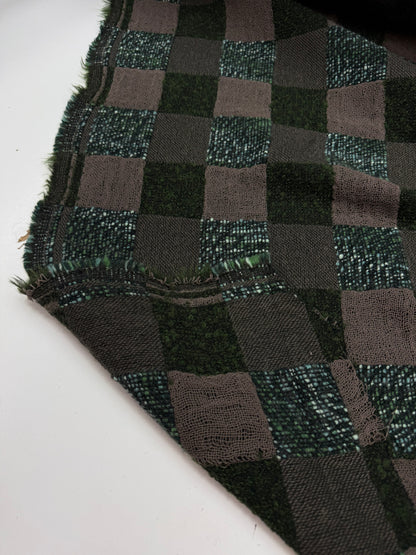 Geblokte wol blend Jaquard groen tinten