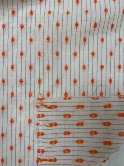 SS2024 bontgeweven katoen oranje puntje lila lijn