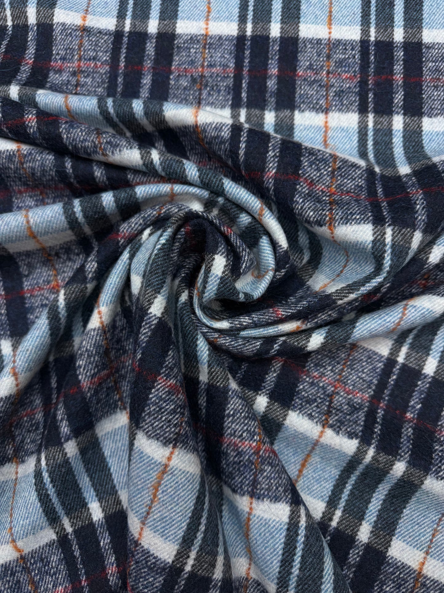 Wollen ruit brushed blauw tinten