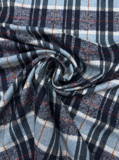 Wollen ruit brushed blauw tinten