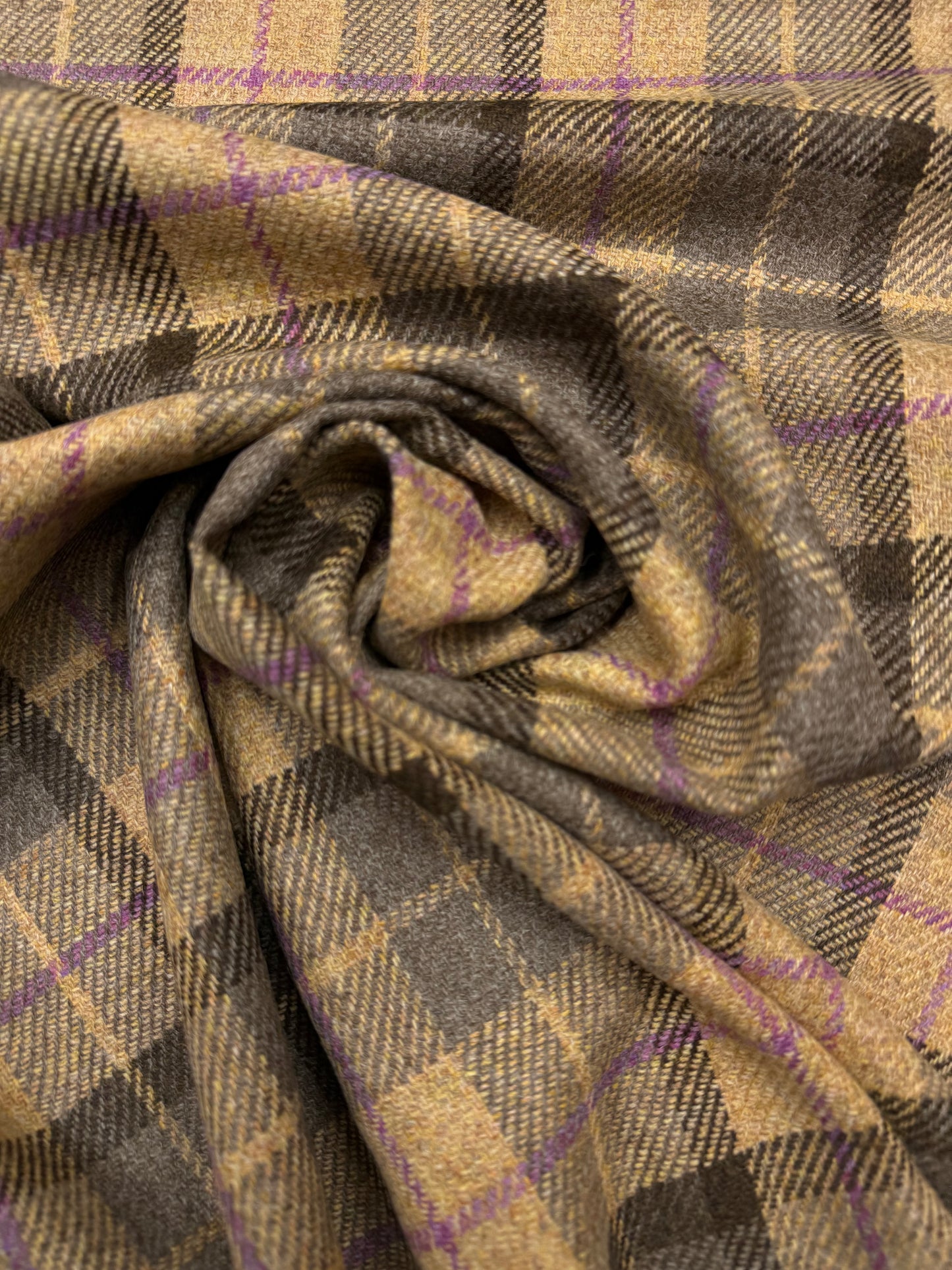 Wollen ruit oker zand paars bruin2. grijs