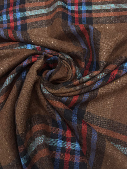 Wollen ruit blend bruin blauw rood tinten nr 10