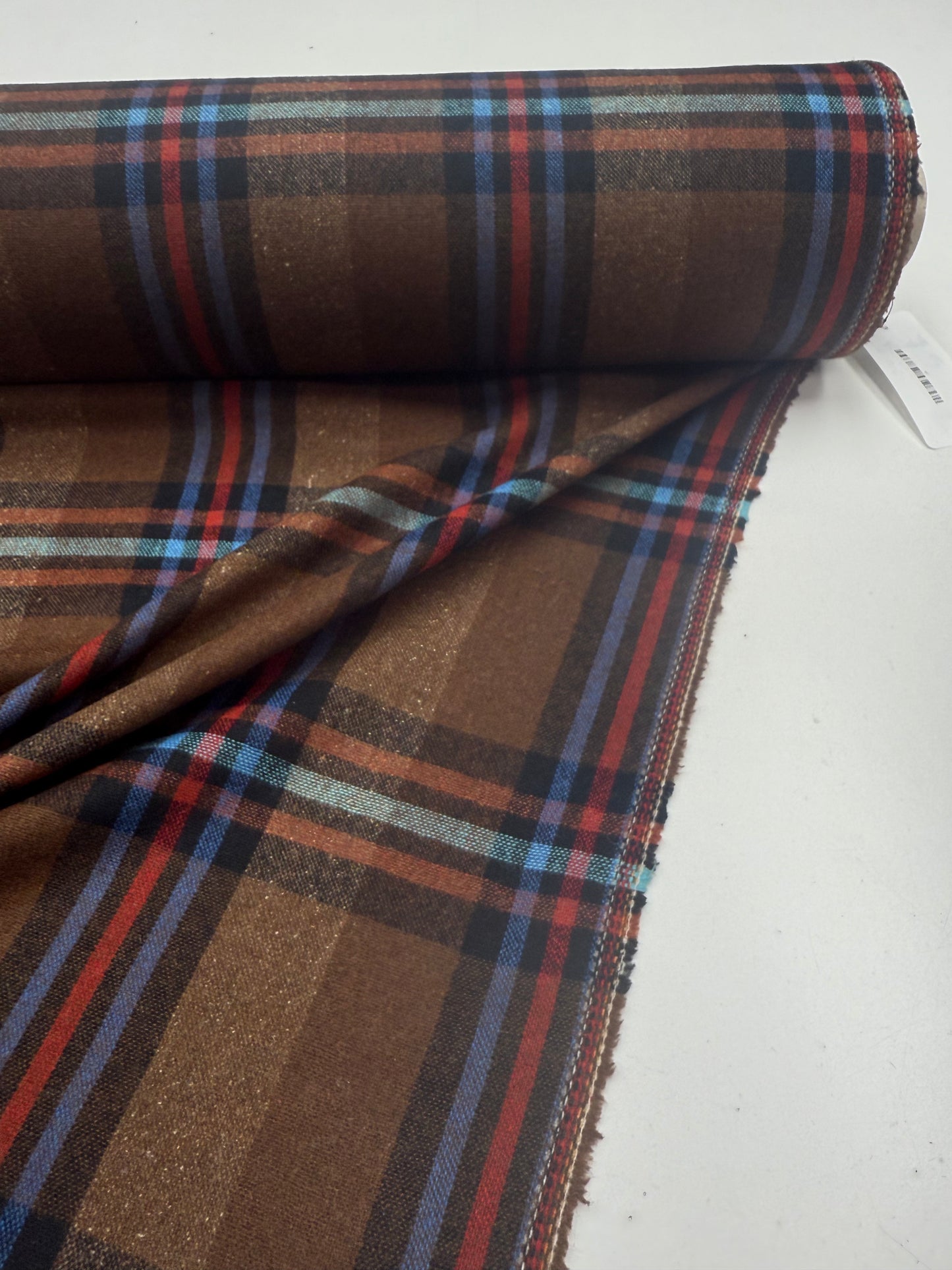 Wollen ruit blend bruin blauw rood tinten nr 10