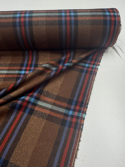 Wollen ruit blend bruin blauw rood tinten nr 10