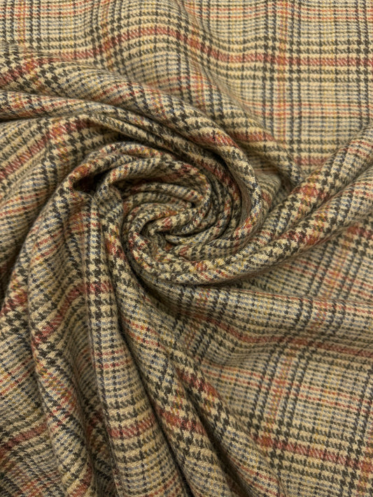 Wollen ruit warme beige groen oranje nr 12