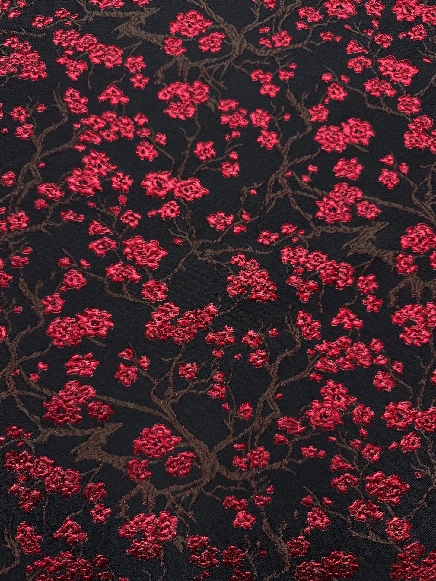 Jacquard zwart rood kleine bloem