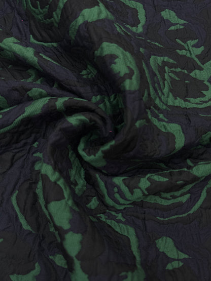 Jacquard 3 d floral blauw groen zwart