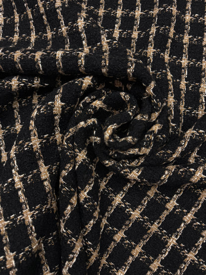 Bouclé beige zilver zwart