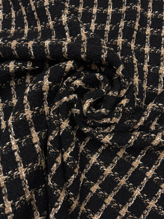 Bouclé beige zilver zwart