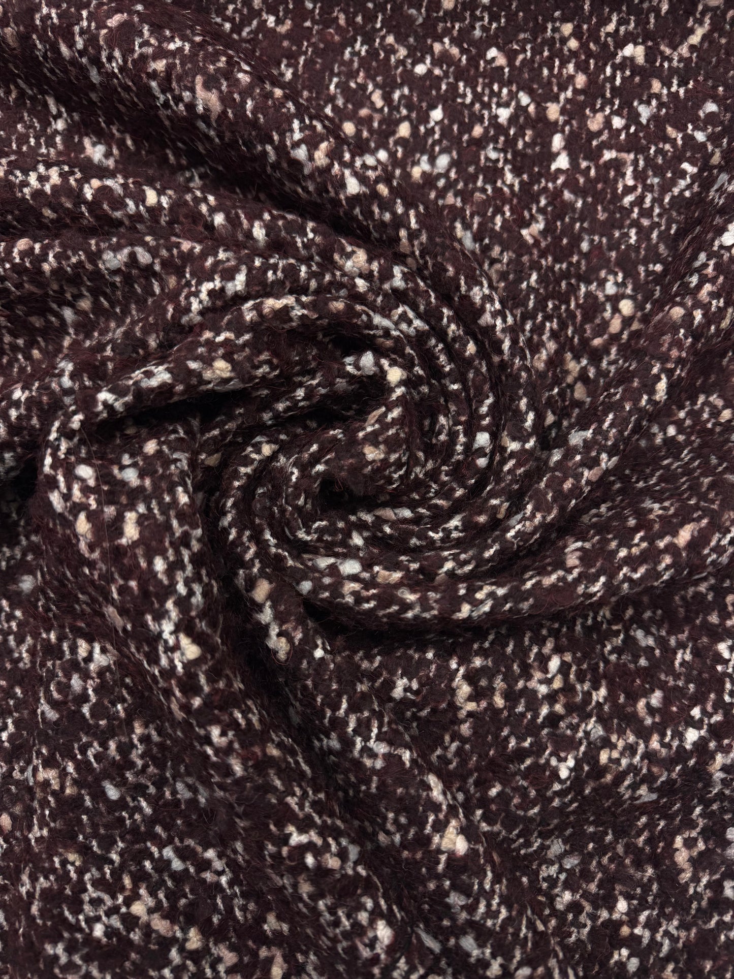 Wol boucle rood bruin gemêleerd