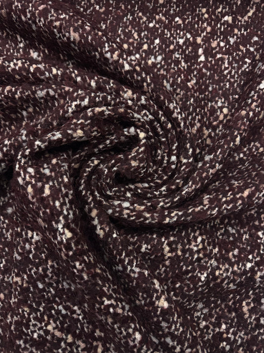 Wol boucle rood bruin gemêleerd