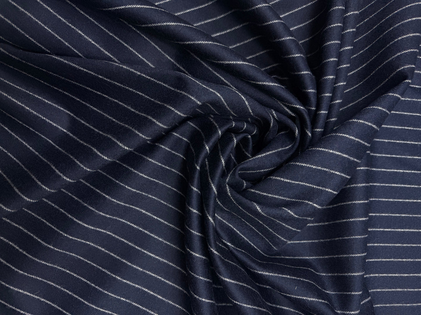 Wol  pantalon dikte flanel pinstripe marine ecru