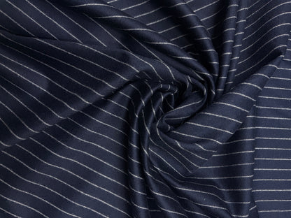 Wol  pantalon dikte flanel pinstripe marine ecru