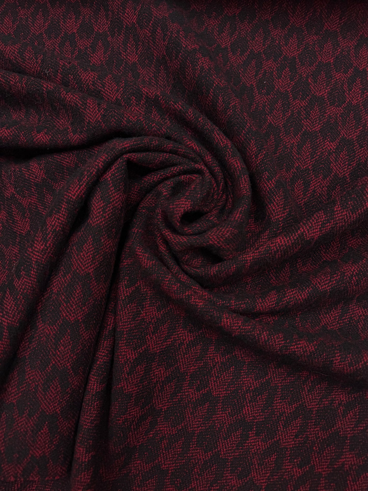 Wol jacquard geweven rood zwart