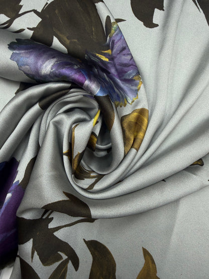 Silk satin print stretch