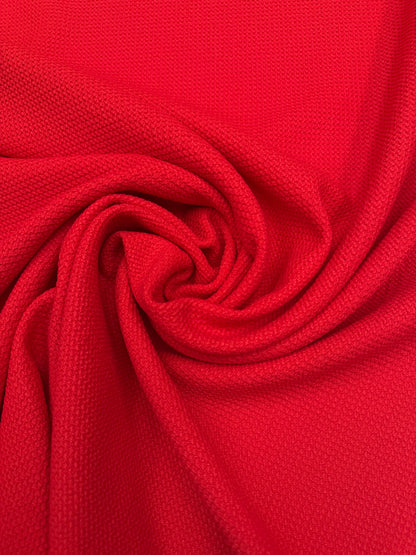 Bright warm red woven structure fabric
