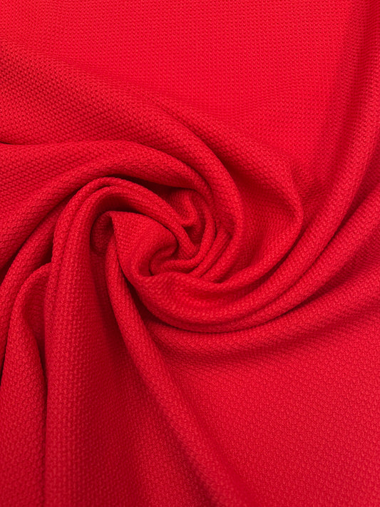 Bright warm red woven structure fabric