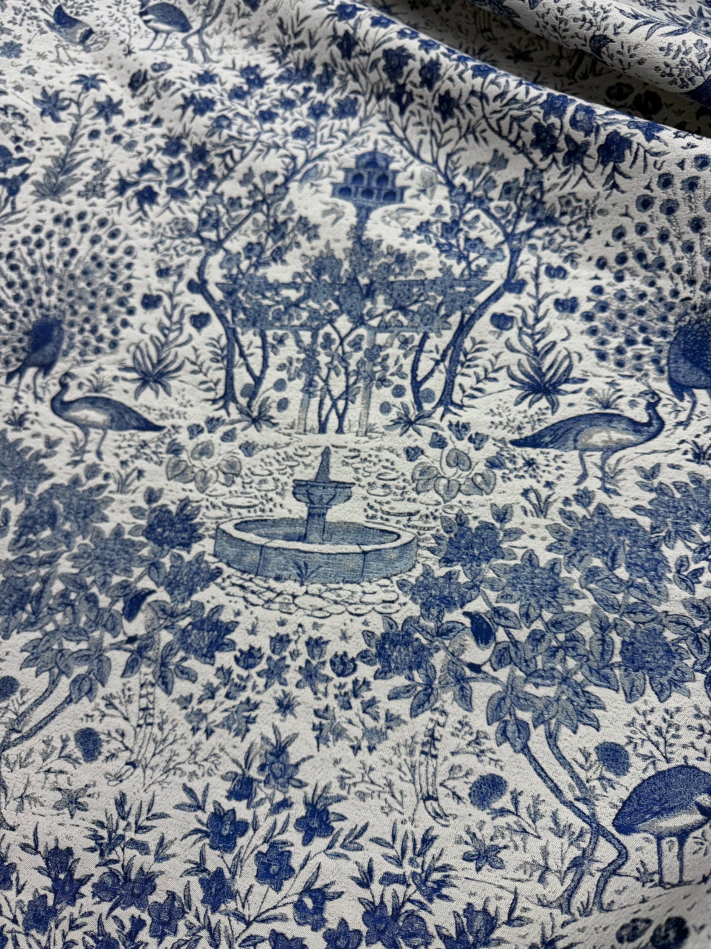 Jacquard agri landscape blue ecru