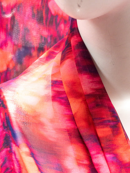 Polyester transparent voile with 1% elastane and digital abstract flower print
