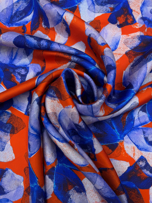 zijden twill floral orange blue