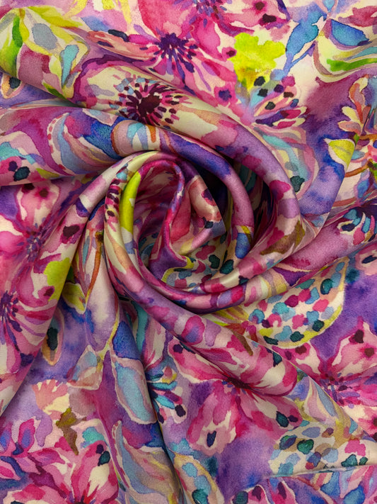 SS2026 Zijden twill met bright water floral