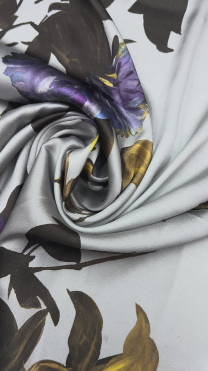 Silk satin print stretch