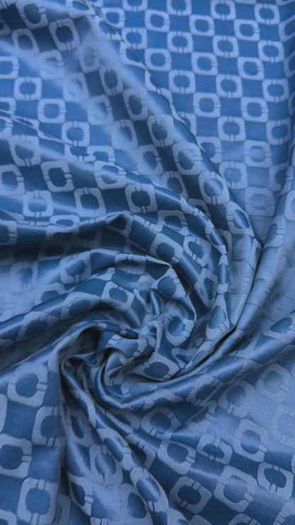 Jacquard blauw katoen