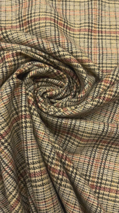 Wollen ruit warme beige groen oranje nr 12