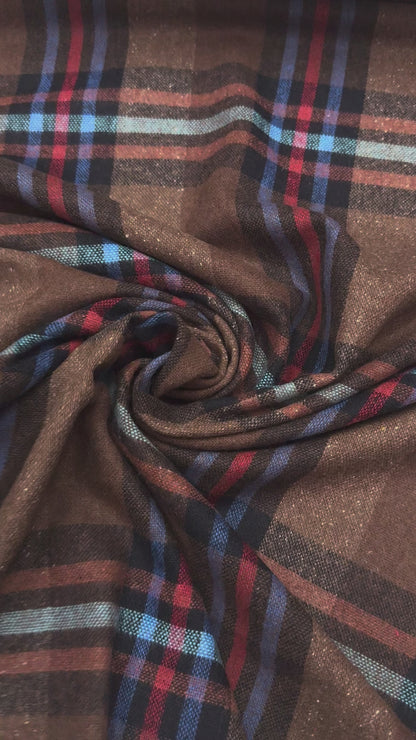 Wollen ruit blend bruin blauw rood tinten nr 10