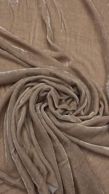 Zijden viscose velvet beige