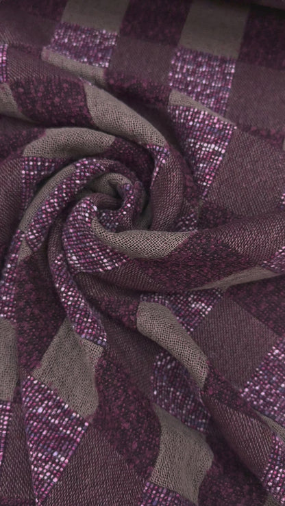 Geblokte wol blend Jacquard paars tinten