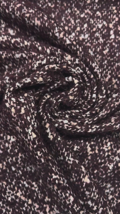 Wol boucle rood bruin gemêleerd